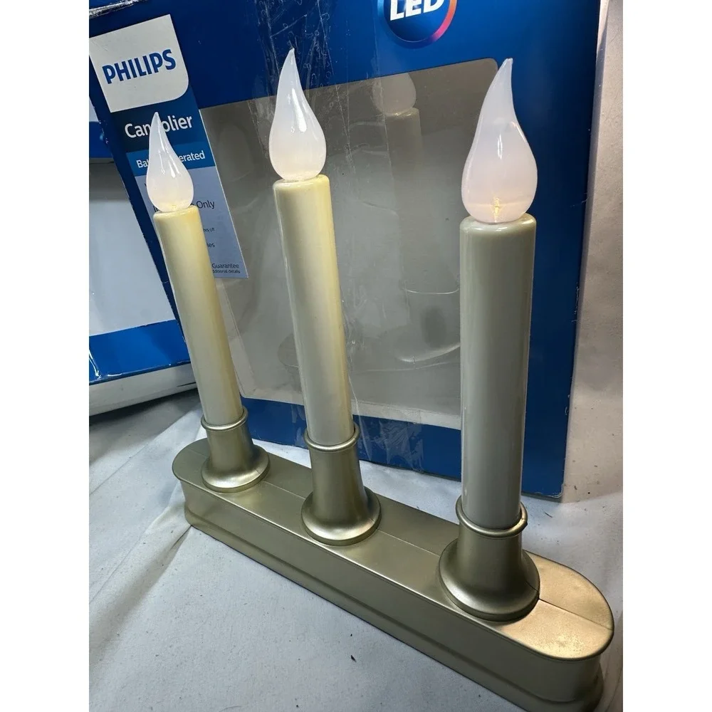 Set of 2 Philips Candolier LED Warm White Gold Tone with 6 hour Timer